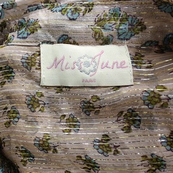 Miss June Paris Tiered Ruffle Metallic Shirt Dress One Size Sheer Button Up Boho - Picture 10 of 12